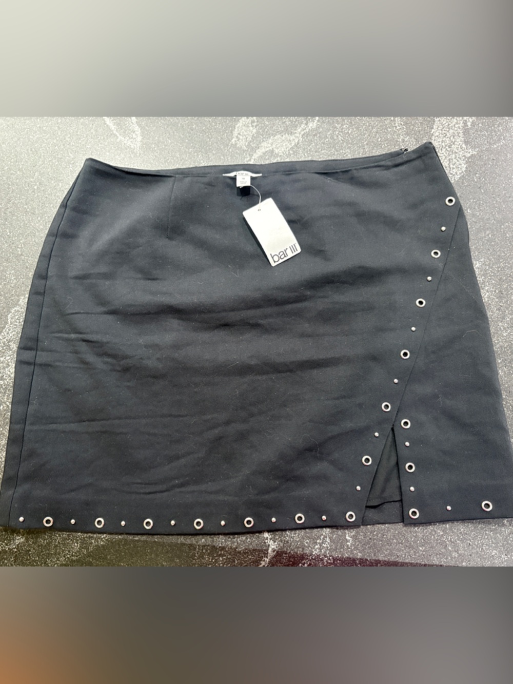 Bar III Black Mini Skirt with Eyelet Trim